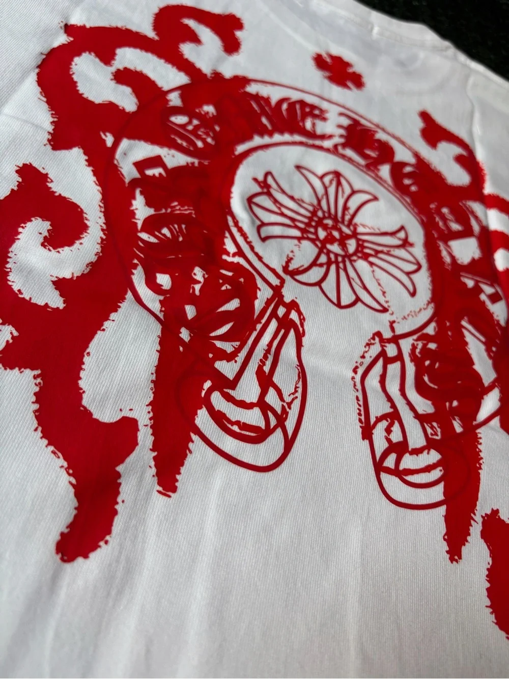 Chrome Hearts White Short Sleeve Tee with Red Crest - Picture 3 of 6